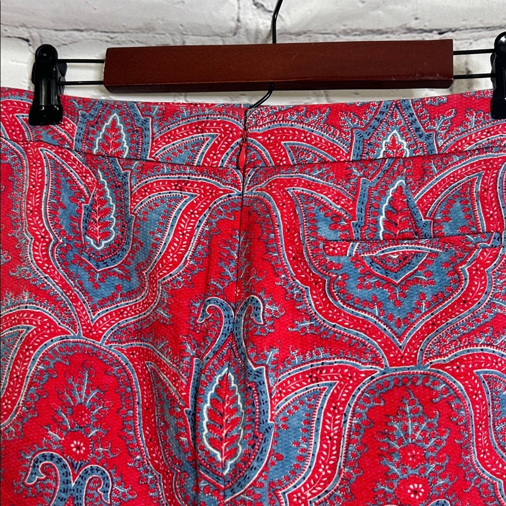J. Crew Red Blue Paisley No. 2 Pencil Skirt Size 2 Excellent Condition - Picture 7 of 10